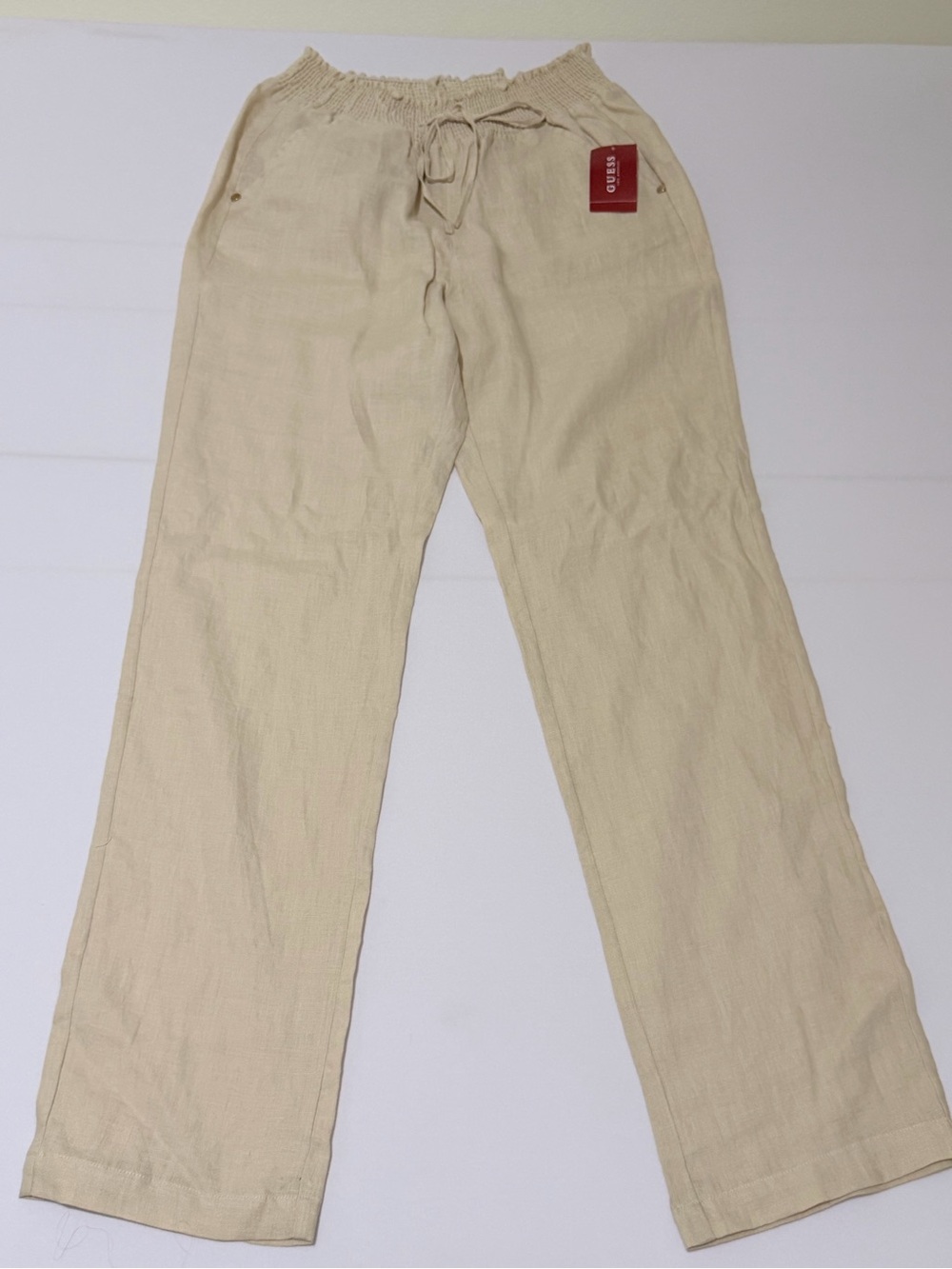 Guess Women’s Drawstring Linen-Blend Pants in Cream